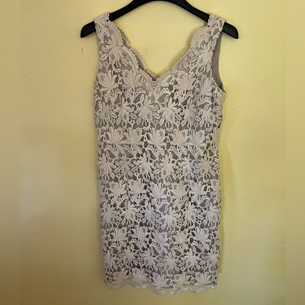 Ann Taylor Petite Cream Lace Sleeveless Dress 10P